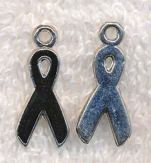 Black Awareness Ribbon Charm 