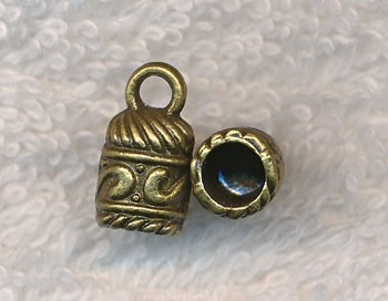 10 Bronze Pewter Decorative Bell Jewelry End Caps with 5mm Opening 