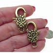 Filigree Swirl Lobster Clasp with Antique Gold Finish 30x12mm 