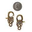 Filigree Swirl Lobster Clasp with Antique Gold Finish 30x12mm 