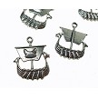 Tibetan Silver Viking Ship Pendant Necklace 