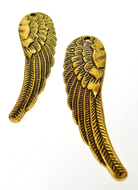 Antique Gold Double-sided Large Angel Wing Pendants 
