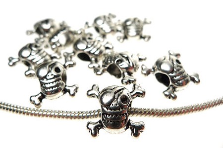 Skull and Bones Large Hole Bead 