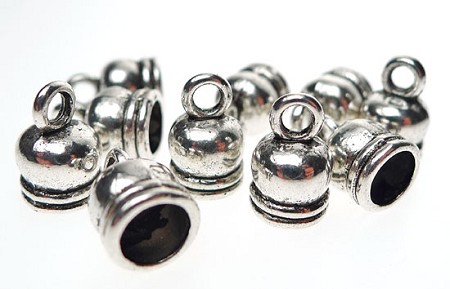 10 Silver Pewter Bell End Caps with 5.5mm Opening 