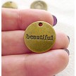 Antique Brass Beautiful Charm, Word Charms 