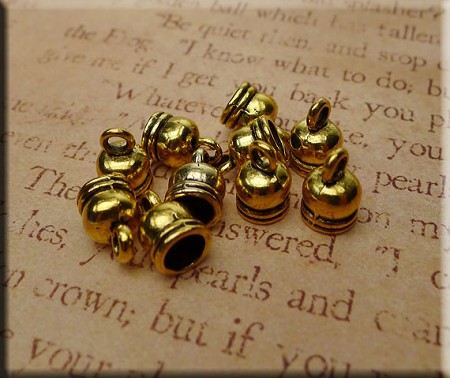 10 Gold Pewter Bell End Caps with 5.5mm Opening 