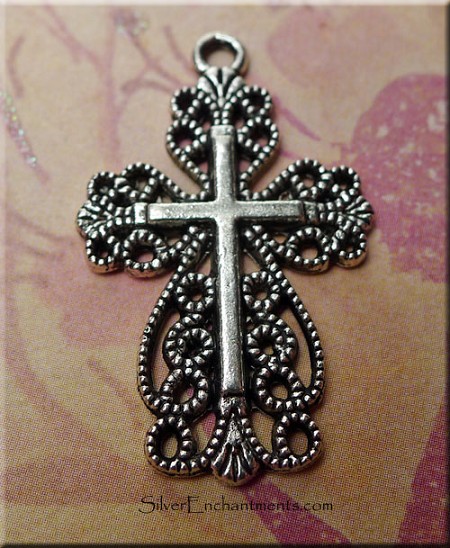 Filigree Lace Cross Earrings 