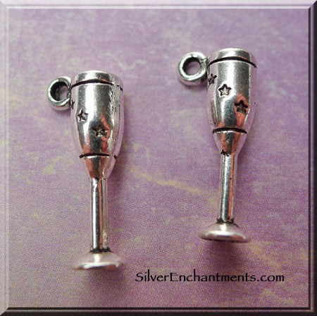 Chalice with Pentagrams Necklace, 3D Wine Cup with Stars Necklace 