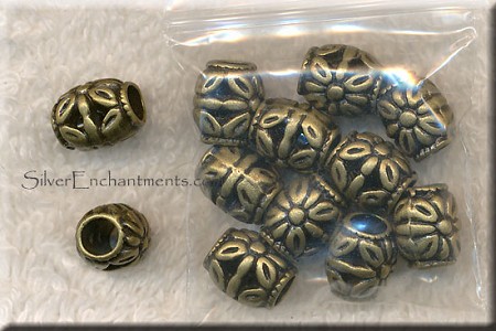Large Hole Beads with Flower Motif, Bulk (10) 