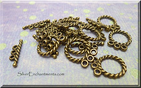 Bronze Toggle Clasps 3 Strands Clasps 10 sets 