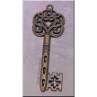 Copper Ornate Filigree Heart Top Key Pendant 