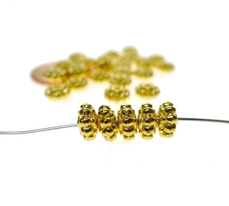 Bright Gold Pewter 6mm Daisy Spacer Beads 30 pieces 