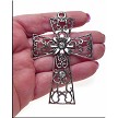 Large Filigree Flower Cross with Crystals Necklace 