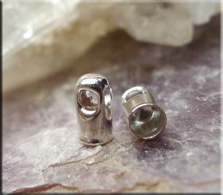 Silver Plated Cord Ends, 2.4mm Opening, Bulk (20) 