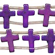 16x12mm Purple Gemstone Cross Beads Double Drilled 