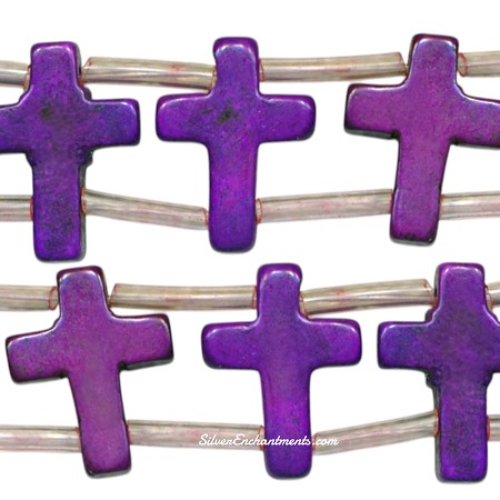 16x12mm Purple Gemstone Cross Beads Double Drilled 