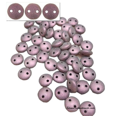 6mm CzechMates Metallic Pink Suede 2-Hole Lentil Beads 