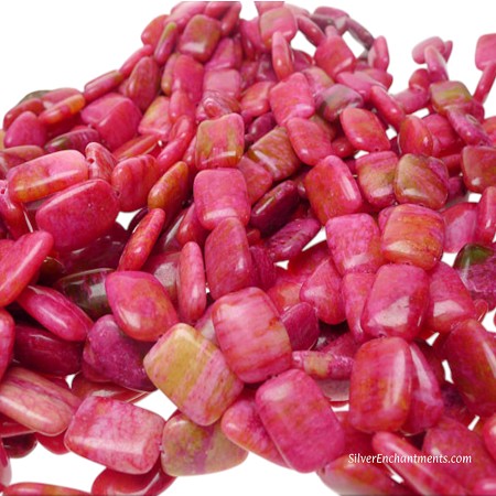 18x13mm Hot Pink Jasper Milk Jade Rectangle Beads 
