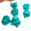 6 Turquoise Laughing Buddha Focal Pendant Beads 