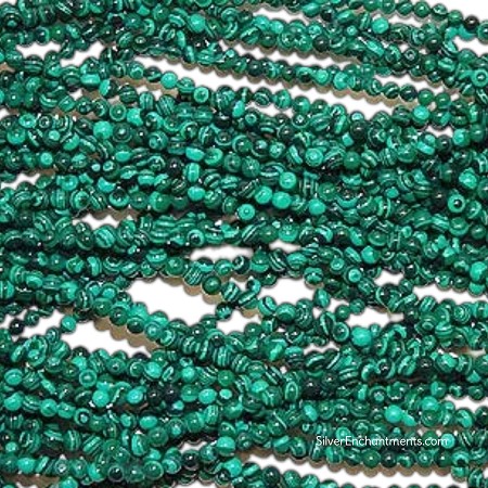 4mm Round Malachite Beads 