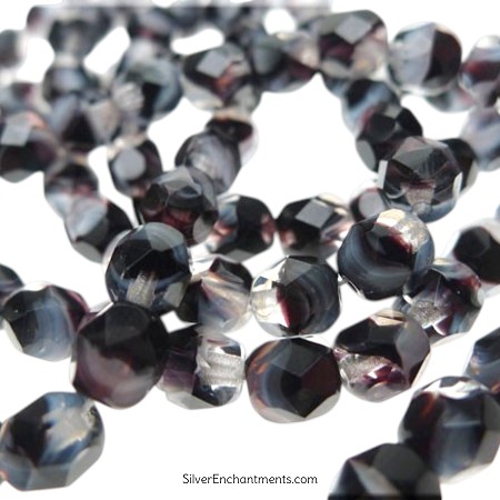 6mm Amethyst Hurricane Fire Polished Czech Glass Beads 
