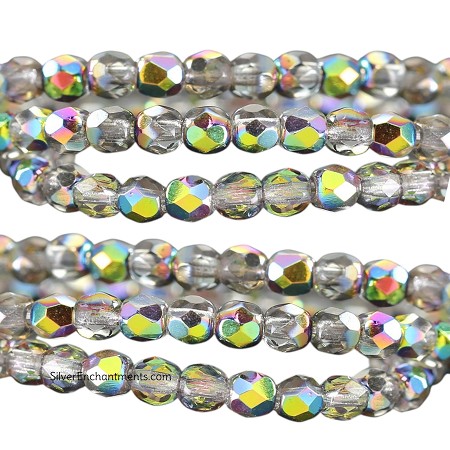  3mm Crystal Vitrail Fire Polished Czech Glass Beads 