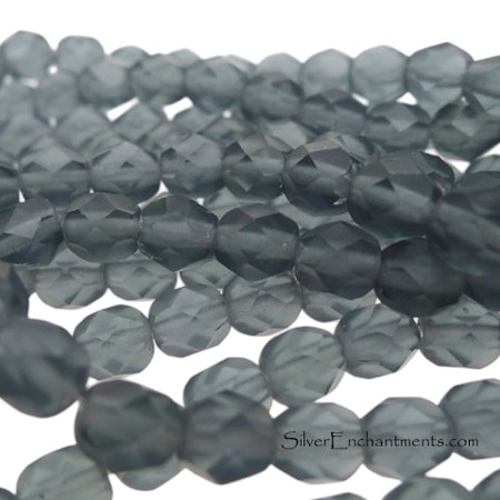 6mm Matte Montana Blue Fire Polished Czech Glass Beads 