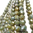 8mm Opaque Green Luster Fire Polished Czech Glass Beads 