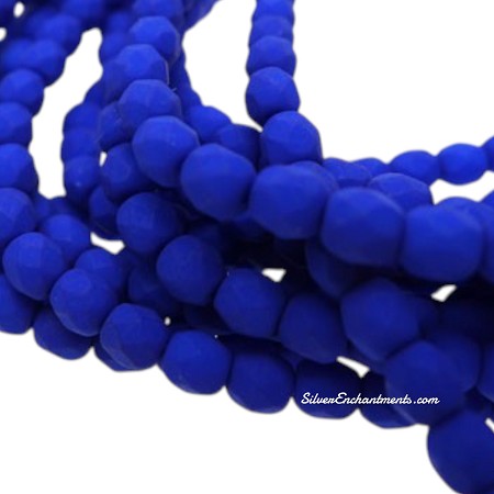 4mm Neon Blue Fire Polished Czech Glass Beads 
