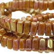 CzechMates Rose Gold Topaz Luster 2-Hole Brick Beads 