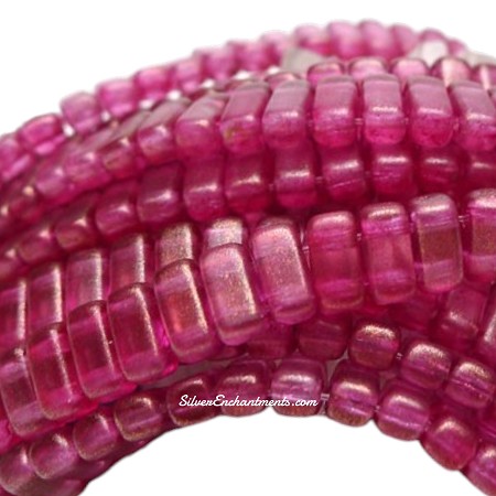 CzechMates Madder Rose Halo 2-Hole Brick Beads 