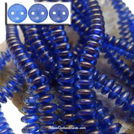 6mm CzechMates Ultramarine Halo 2-Hole Lentil Beads 