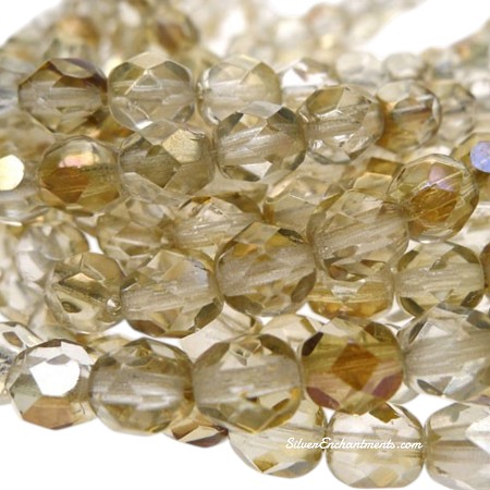 6mm Golden Twilight Fire Polished Czech Glass Beads 