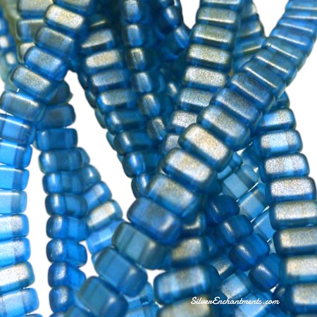 CzechMates Azurite Halo 2-Hole Brick Beads 