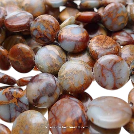 14mm African Opal Jasper Coin Beads 