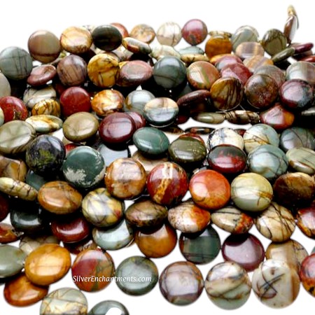 16mm Red Creek Jasper Coin Beads 