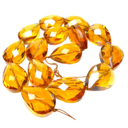 24x17x13mm Teardrop Golden Amber Ale Crystal Beads 