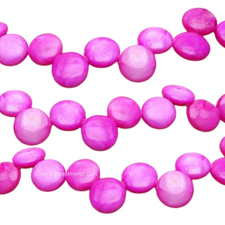 11mm Pink Mother of Pearl Coin Teardrop Beads 