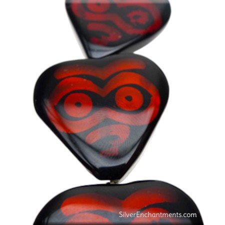 Tribal Carnelian Heart Focal Bead 28x30mm 