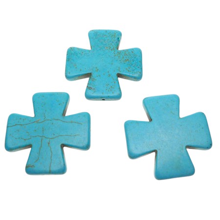 45mm Turquoise Large Cross Pendant Beads 