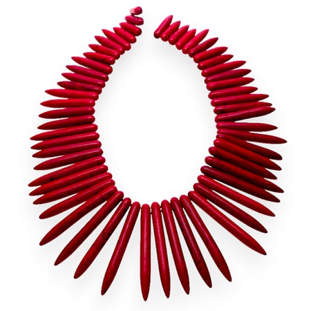 Graduated Red Stone Spike Beads 