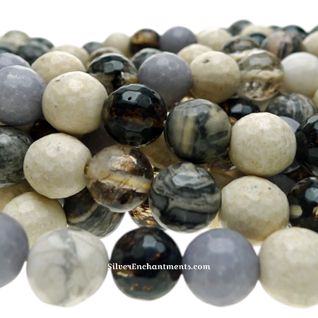 10mm Faceted Round Mixed Quartz Rhodonite Magnesite Jasper Beads 
