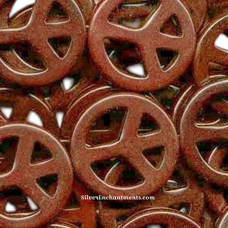 25mm Brown Peace Sign Beads 