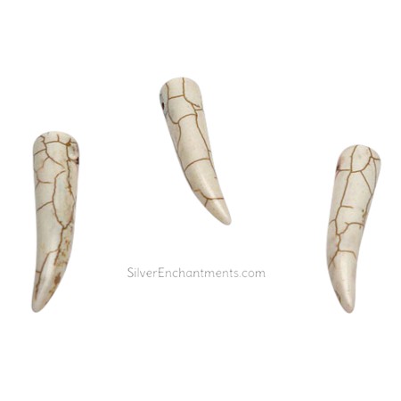 40x10mm White Turquoise Gemstone Horn Talon Bead Pendants 