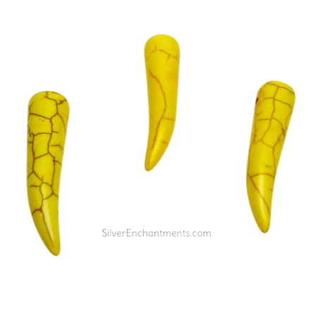 40x10mm Yellow Gemstone Claw Pendants 