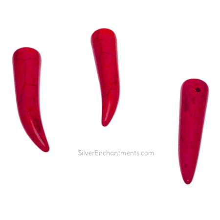 40x10mm Red Gemstone Claw Pendants 