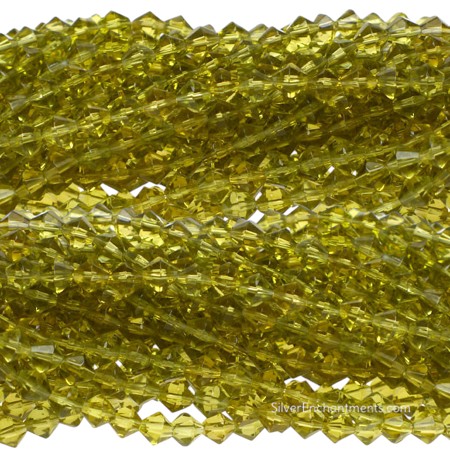 6mm Olivine Peridot Crystal Bicone Beads 