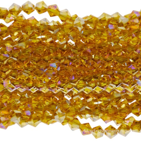 6mm Bicone Citrine with Violet AB Crystal Beads 
