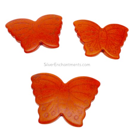 40x30mm Orange Gemstone Butterfly Pendants 