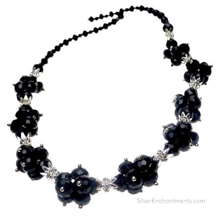 Designer Black Cluster Crystal Necklace Base 